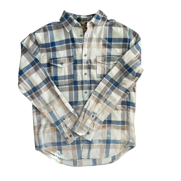 Distressed 100% Cotton Bleached Flannel Rolling Stones Print Unique Upcycled Sm - Picture 3 of 10